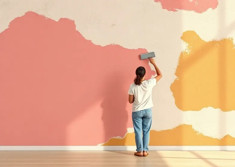 Application d'un enduit décoratif à la lisseuse sur un mur